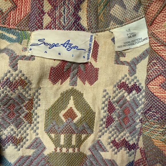 Vintage Serge Azar Paris Purple Southwestern Printed Blazer-M - Picture 4 of 7